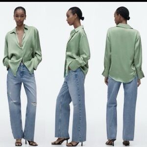 Mint Green Button Down Blouse